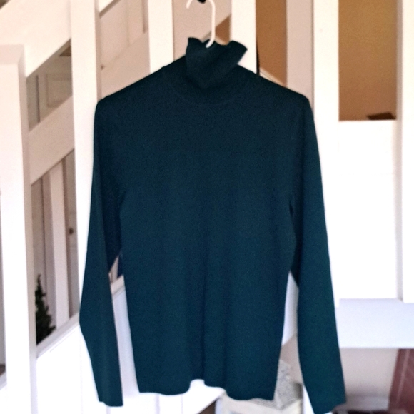 Chicos Beautiful Teal Color Turtleneck Sweater Sz2 fits M-L EUC - Picture 1 of 6